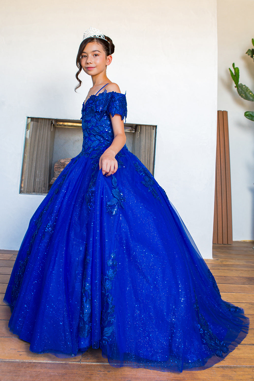 Flower Girl Dresses Flower Girl 3D Floral Applique Sequin Dress Royal