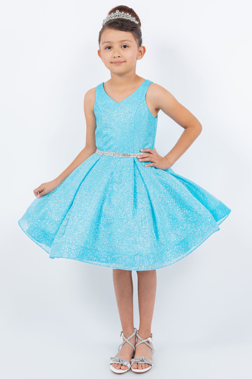 Flower Girl Dresses Short Glitter A Line Flower Girl Dress Blue