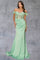 Prom Dresses Long Beaded Formal 3D Floral Applique Prom Dress Sage