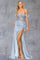 Prom Dresses Long Beaded Formal 3D Floral Applique Prom Dress Blue
