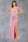Prom Dresses Long Beaded Formal 3D Floral Applique Prom Dress Rose
