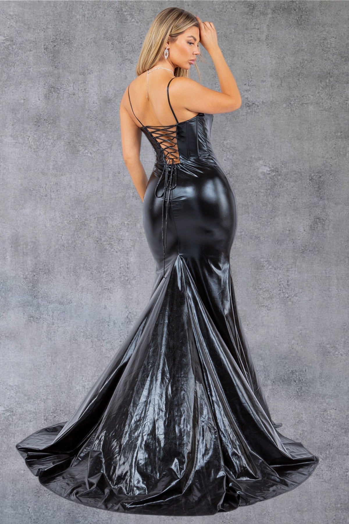Prom Dresses Long Formal Metallic Mermaid Prom Dress Black
