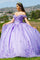 Quinceniera Dresses Long Ball Gown Glitter Applique Quinceanera Dress Lilac