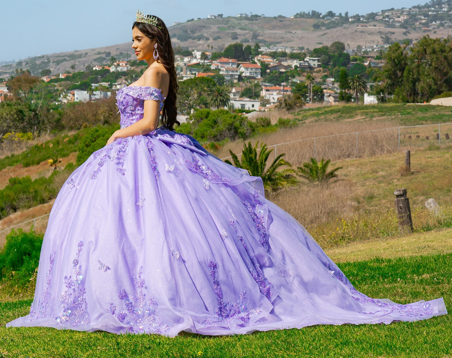 Quinceniera Dresses Long Ball Gown Glitter Applique Quinceanera Dress Lilac