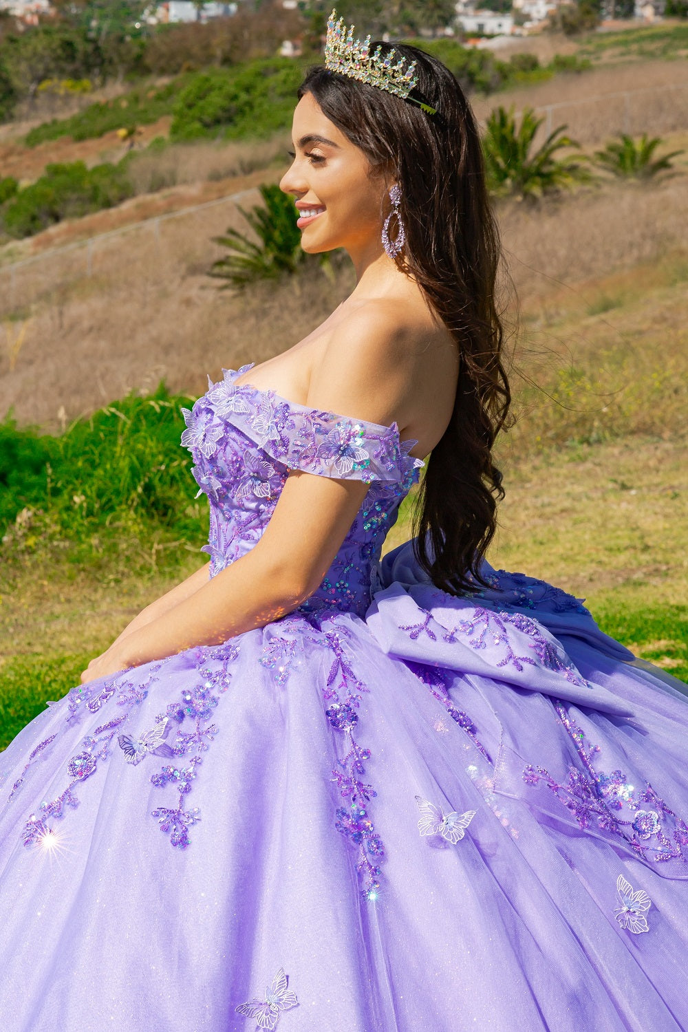 Quinceniera Dresses Long Ball Gown Glitter Applique Quinceanera Dress Lilac