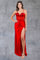 Prom Dresses Fitted Long Formal Beaded Corset Prom Dress Red