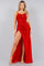 Glitter Long Formal Fitted Slit Prom DressRed