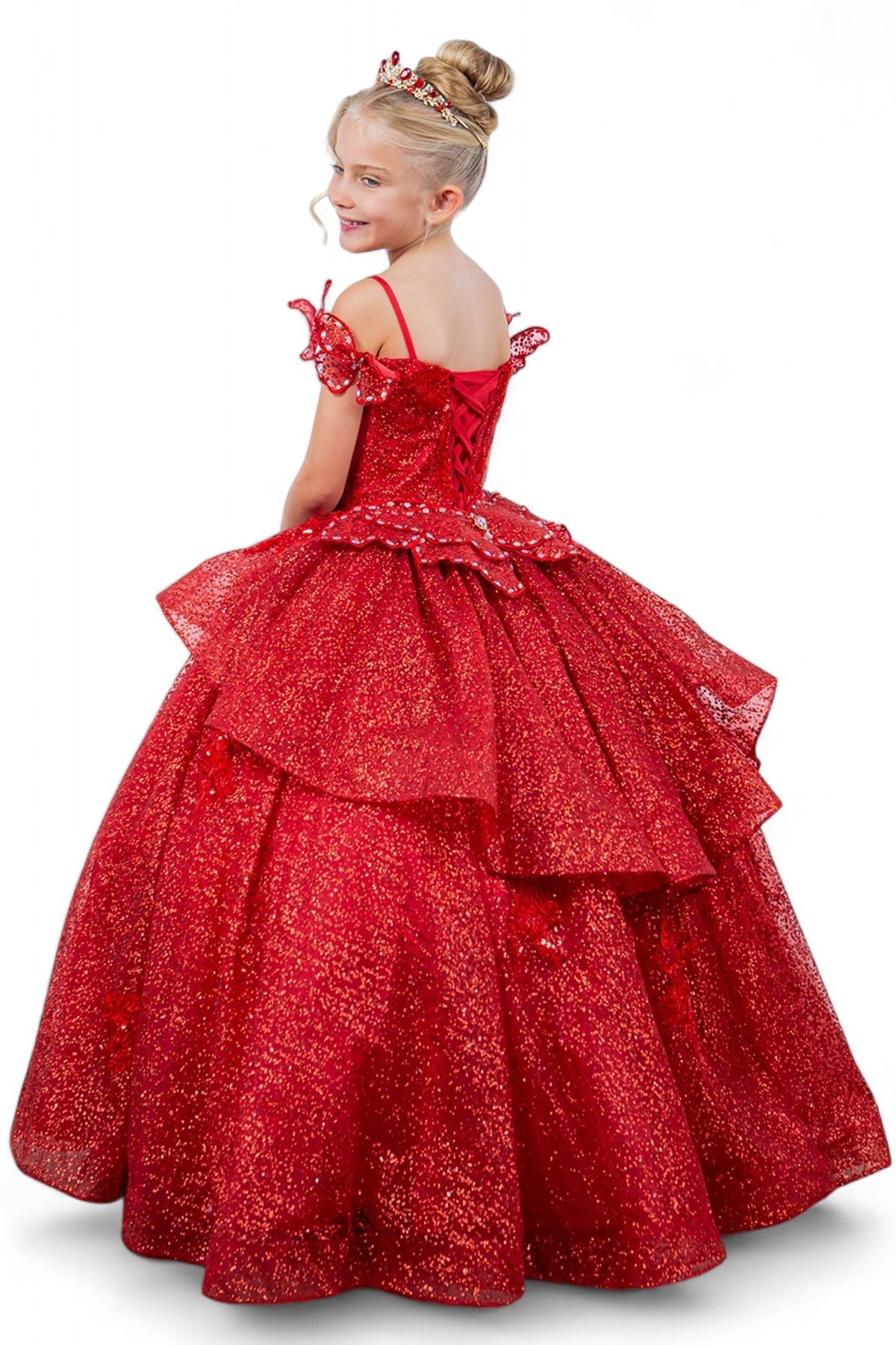 Flower Girl Dresses Glitter 3D Applique Flower Girl Dress ed