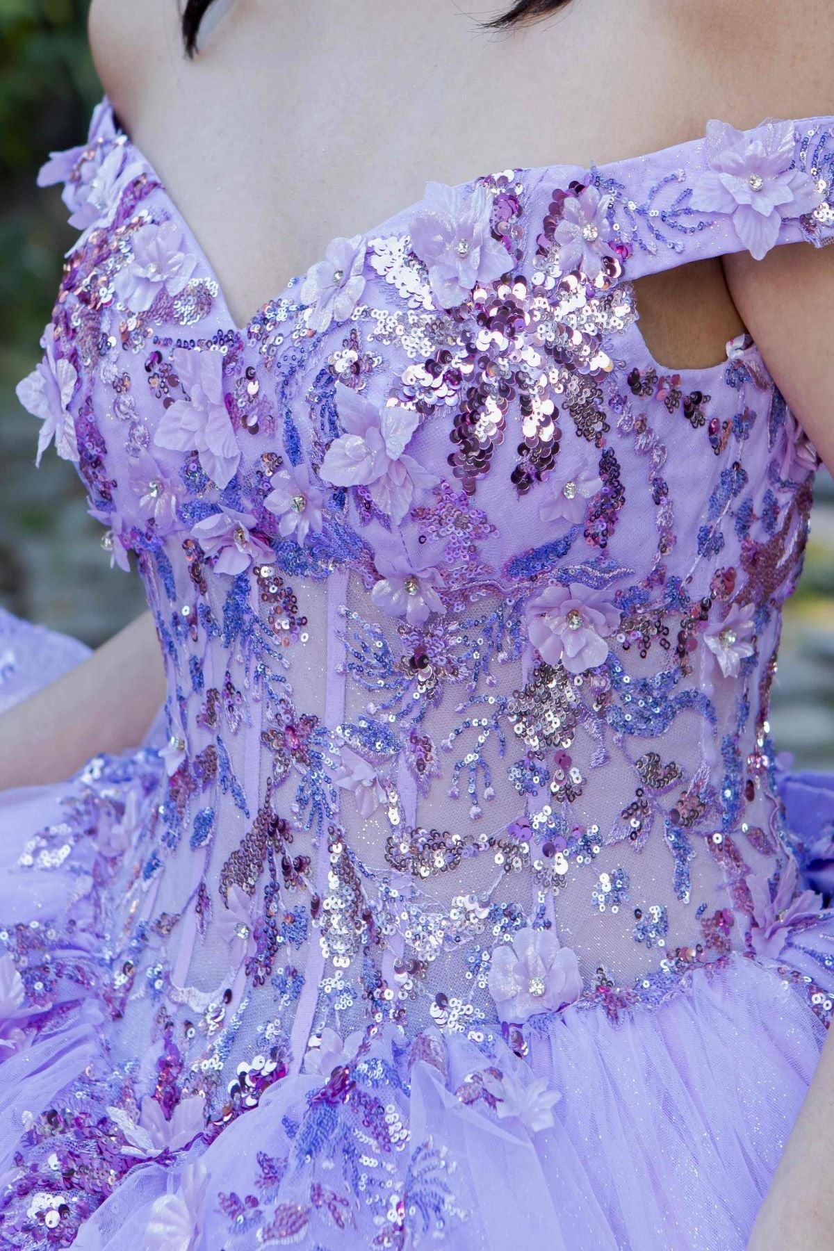 Quinceniera Dresses Long Corset Ball Gown Quinceanera Dress Lilac