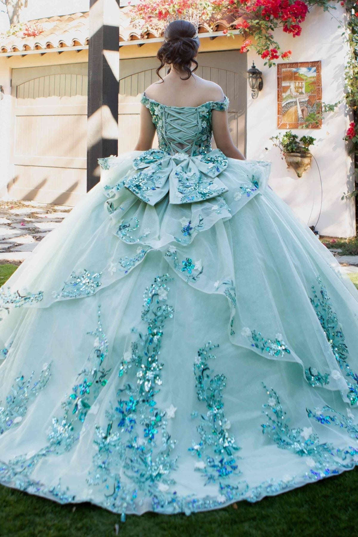 Quinceniera Dresses Long Corset Ball Gown Quinceanera Dress Sage