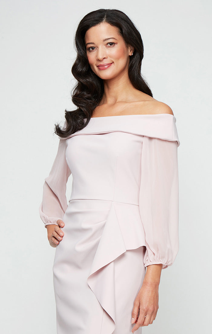 Formal Dresses Long Ruffle Slit Formal Evening Dress Blush