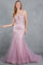 Prom Dresses Fitted Lace Long Formal Mermaid Prom Dress Rose