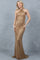 Prom Dresses Long Slit Beaded Formal Prom Dress Gold