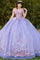 Quinceniera Dresses Long Ball Gown Floral Applique Quinceanera Dress Lilac