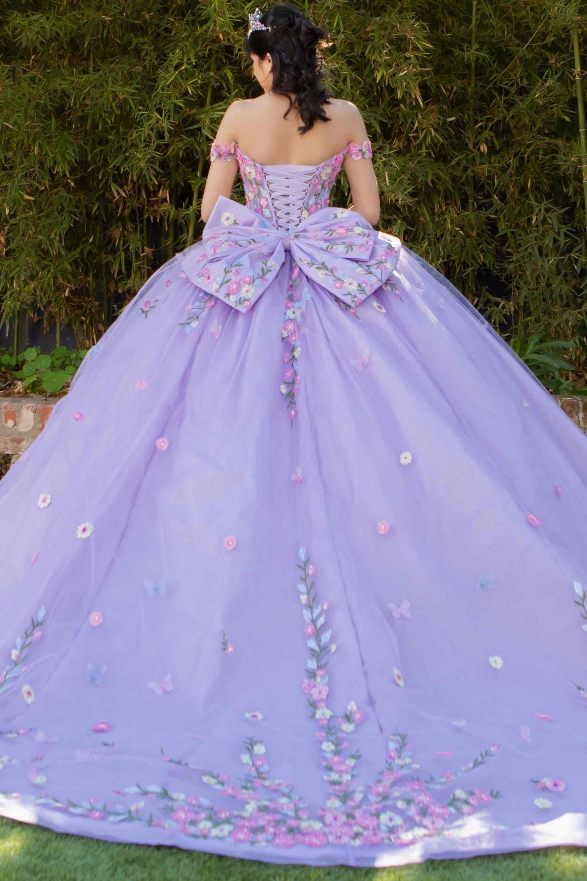 Quinceniera Dresses Long Ball Gown Floral Applique Quinceanera Dress Lilac