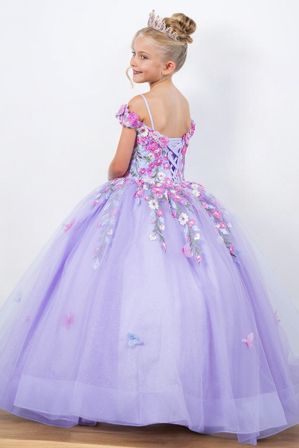 Flower Girl Dresses A Line Floral Applique Flower Girl Dresses Lilac