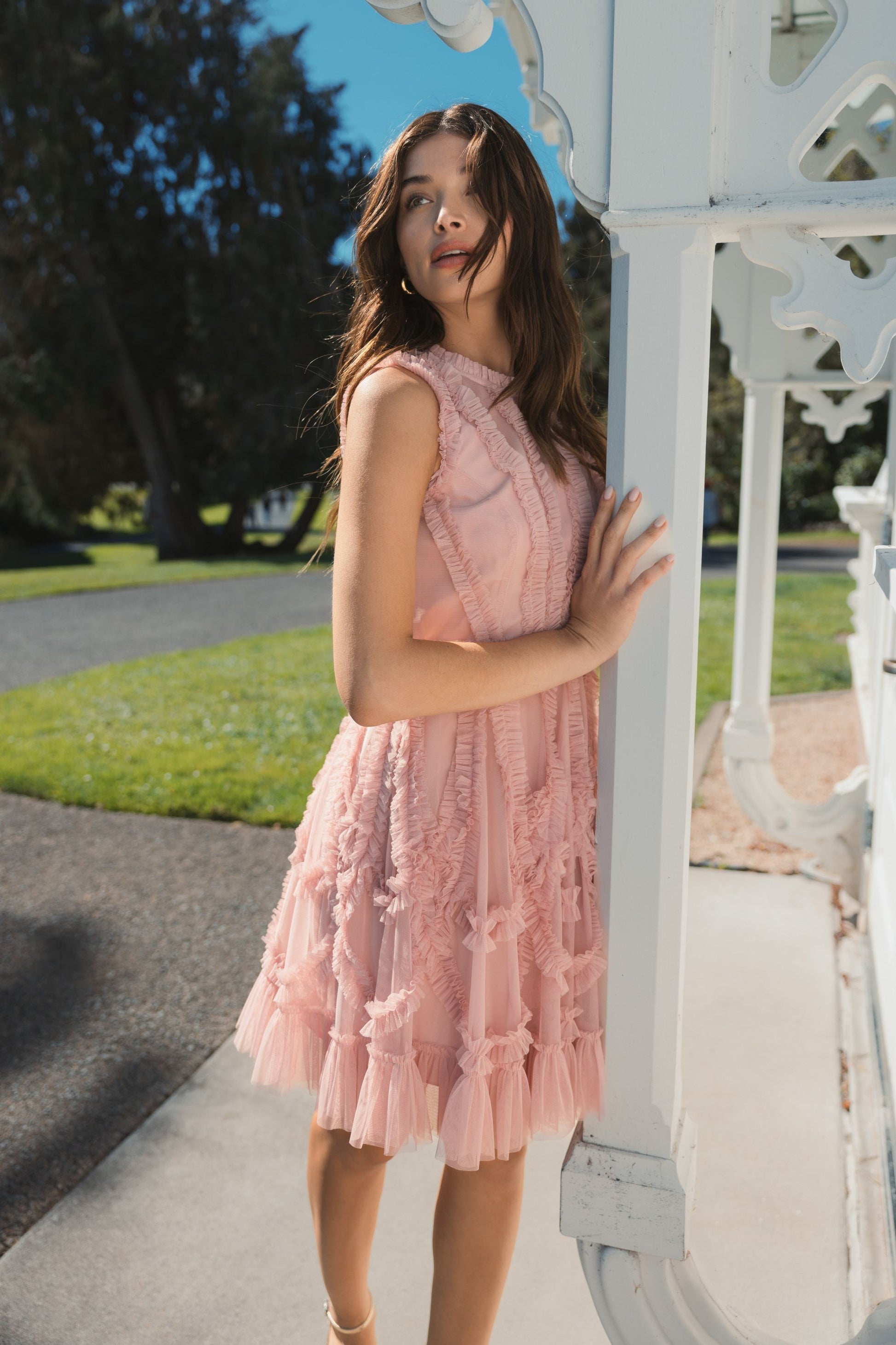 Cocktail Dresses Short A Line Homecoming Cocktail Ruffle Dress Rose