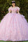 Quinceniera Dresses Long Ball Gown 3D Floral Quinceanera Dress Blush