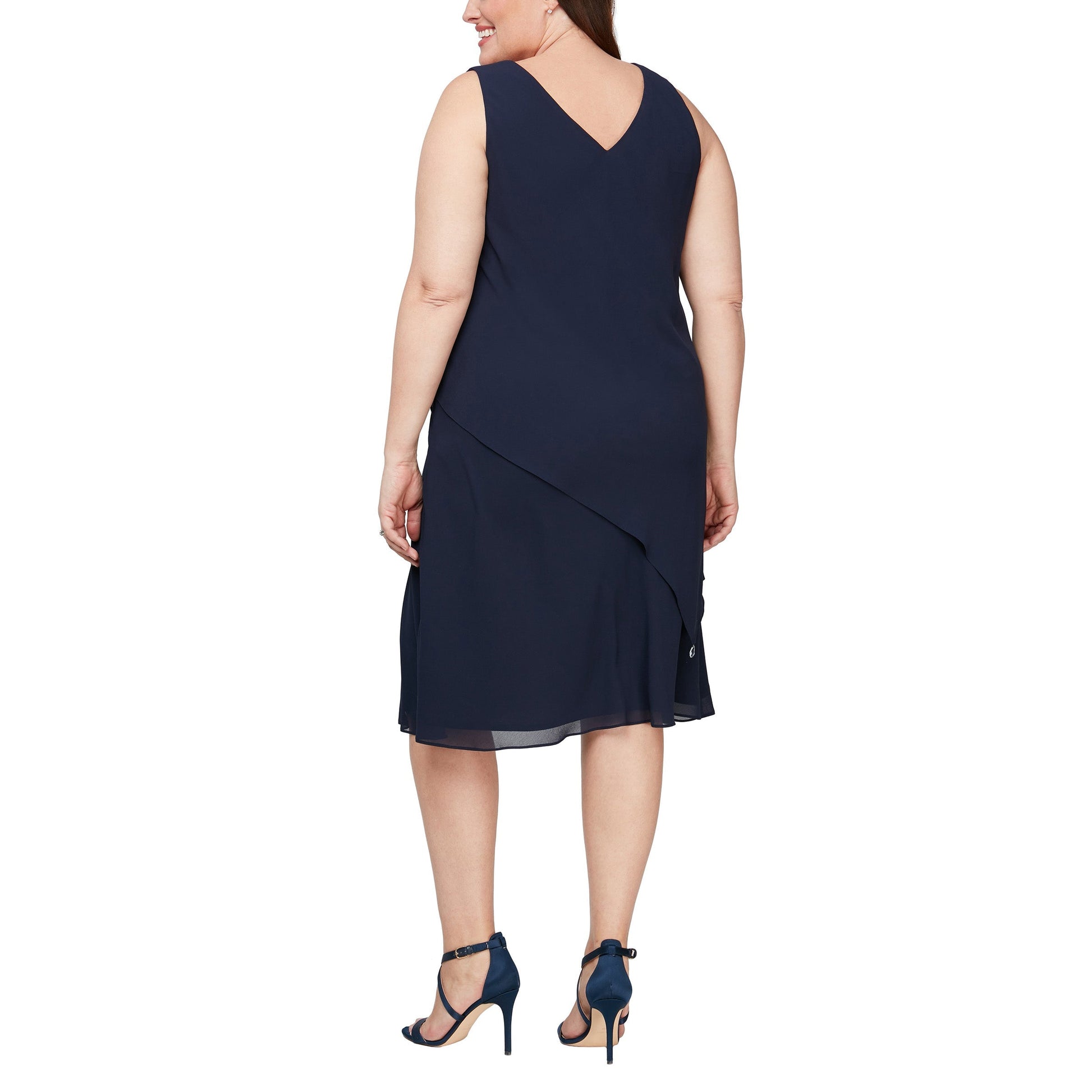 Cocktail Dresses Short Sleeveless Plus Size Jacket Dress Navy