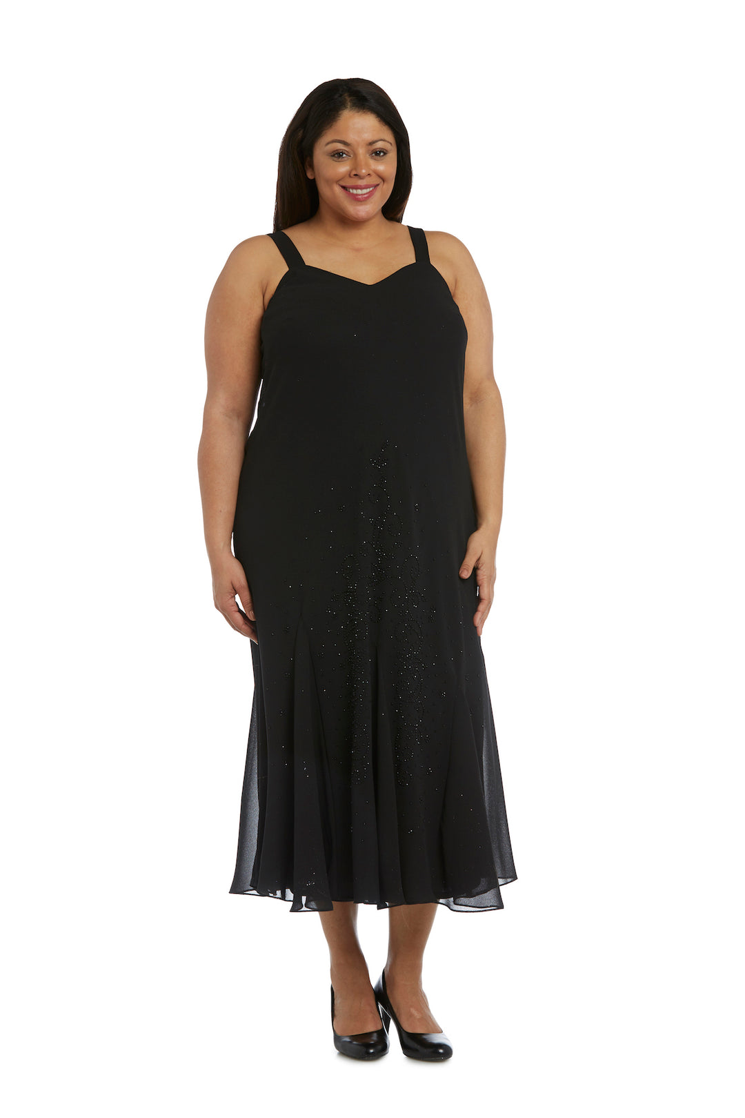 Plus Size Dresses Beaded Plus Size Formal Midi Jacket Dress Black