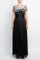 Mother of the Bride Dresses Long Mother of the Bride Short Sleeve Dress BLACK IVORY