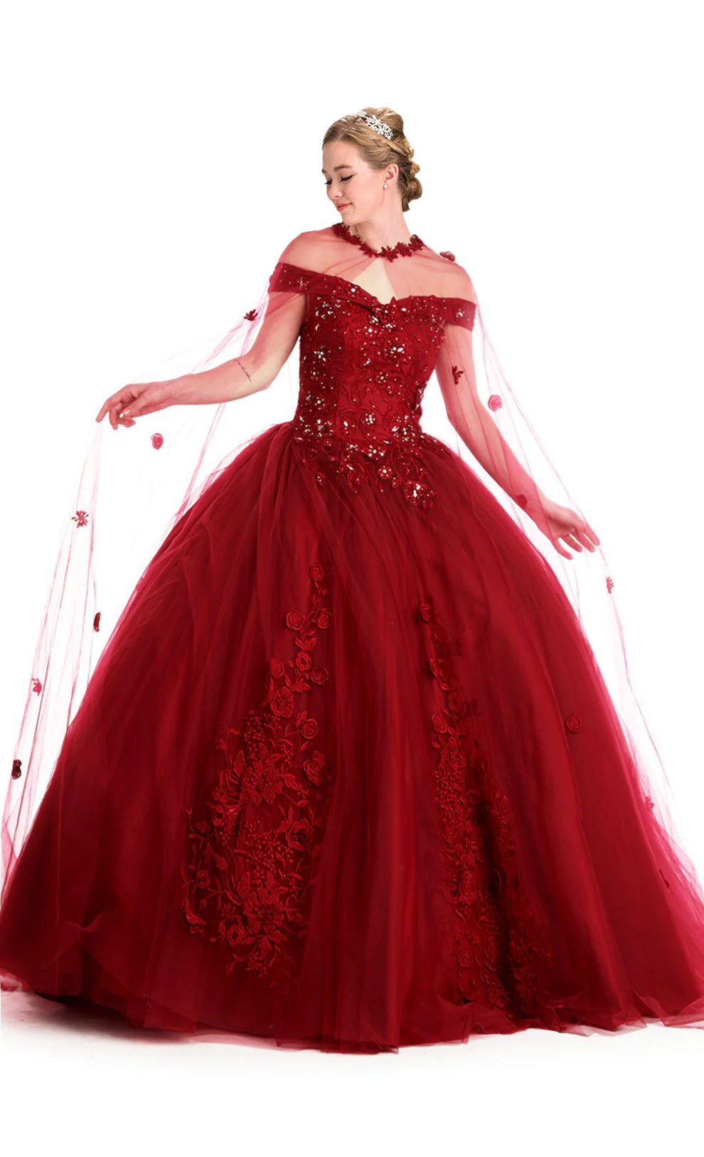 Long Off-the-Shoulder Quinceanera Ball Gown – Royal