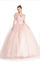 Long Off-the-Shoulder Quinceanera Cape Dress Ball Gown – Blush