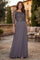 Hand Beaded Long Sleeve Mother of the Bride Dress – Charcoal