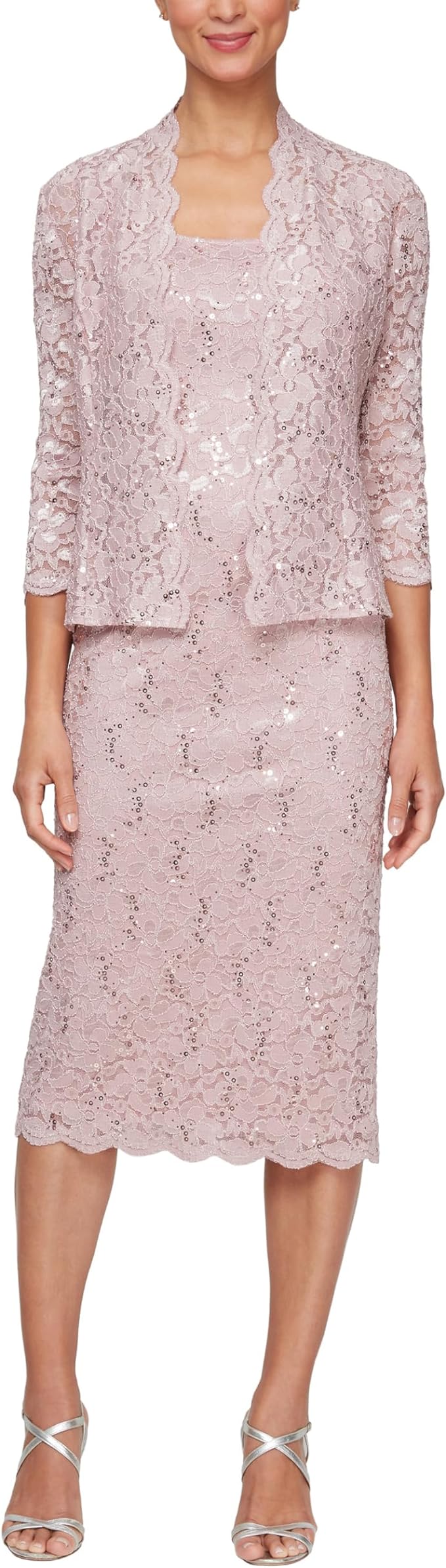 SL Fashions Tea Length Mother of Bride Dress 9113104 - The Dress Outlet