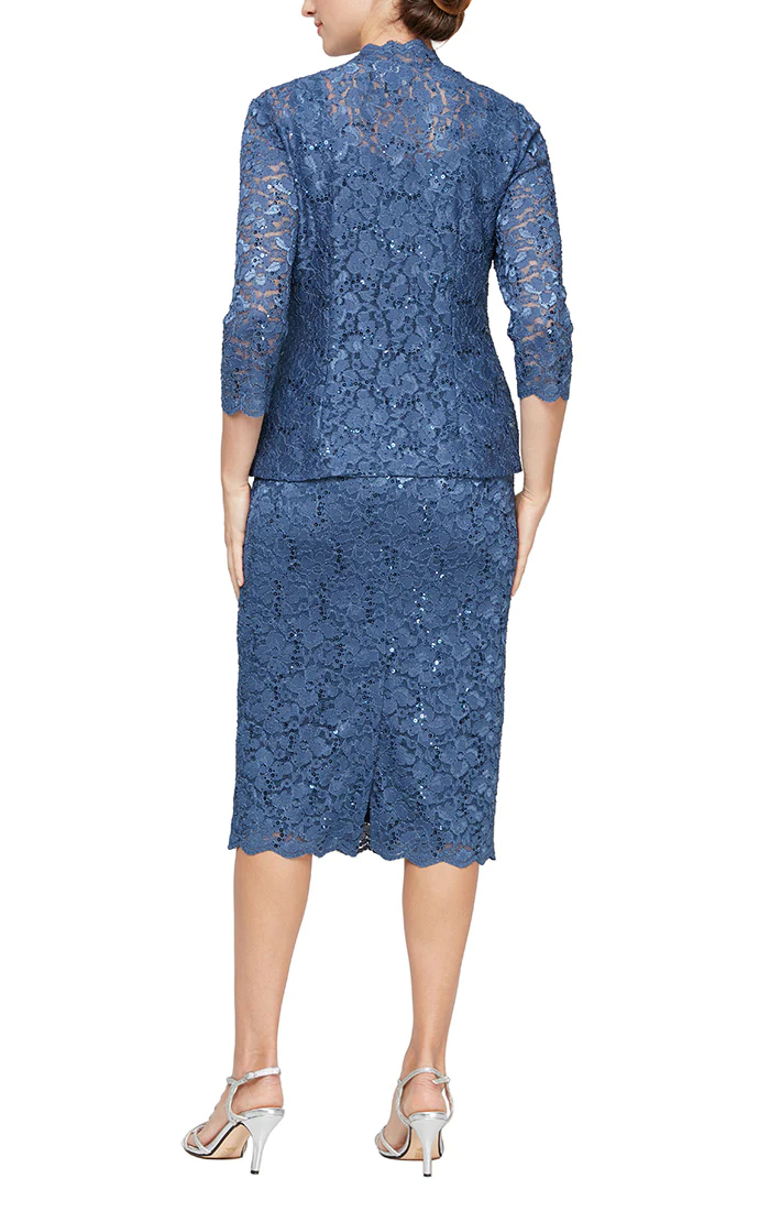 SL Fashions Tea Length Mother of Bride Dress 9113104 - The Dress Outlet