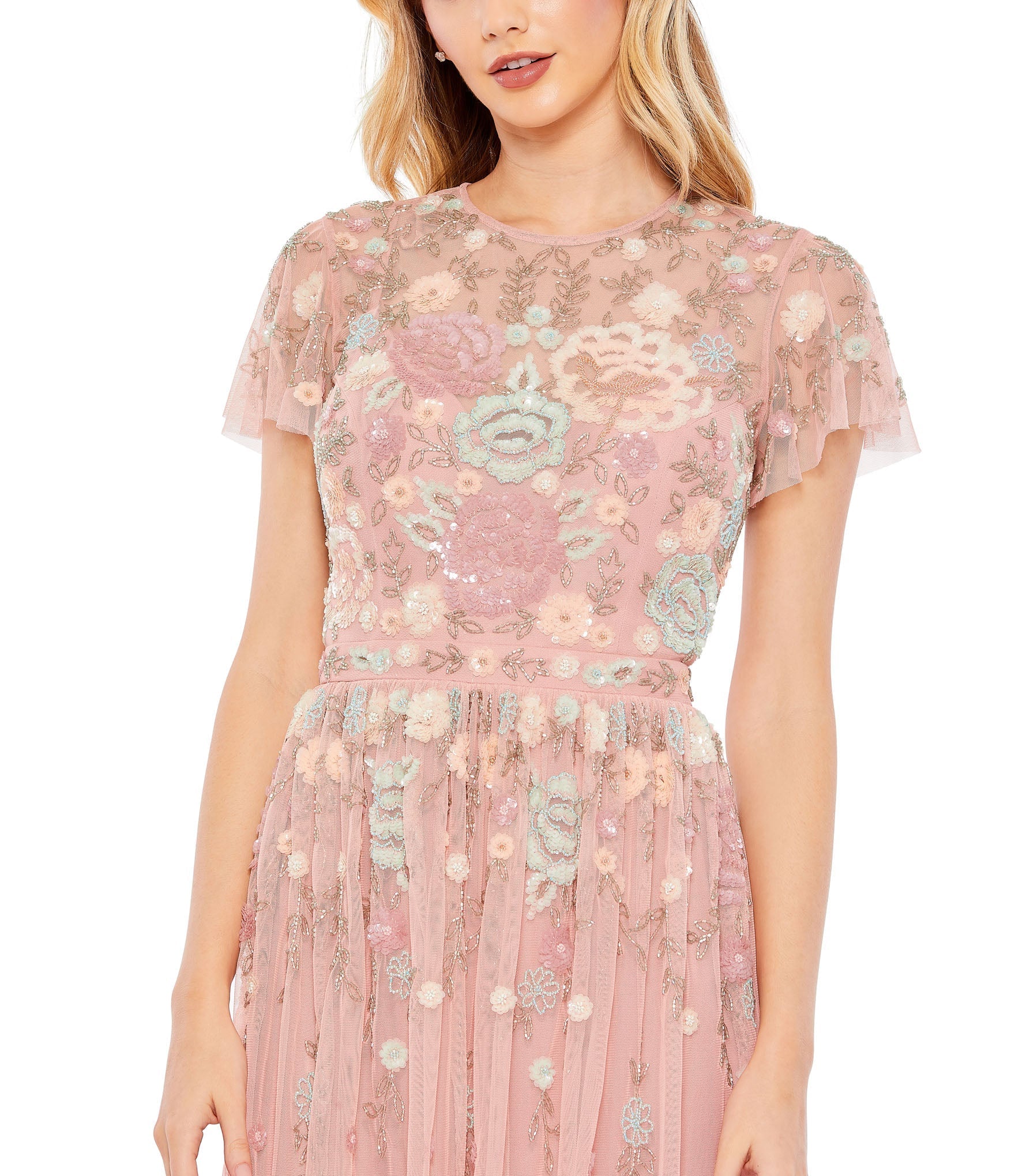 Cocktail Dresses  Butterfly Embellished Cocktail Midi Dress Dusty Rose