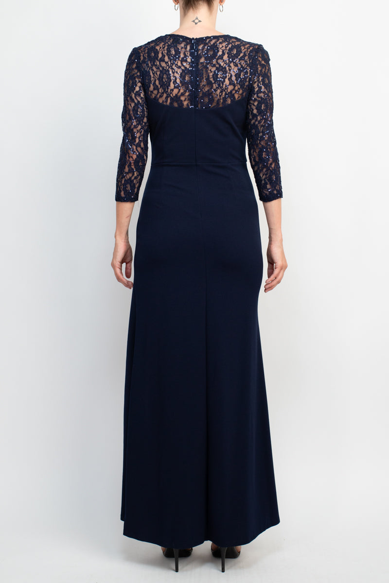 Formal Dresses Long Pleated Slit Formal Dress NAVY