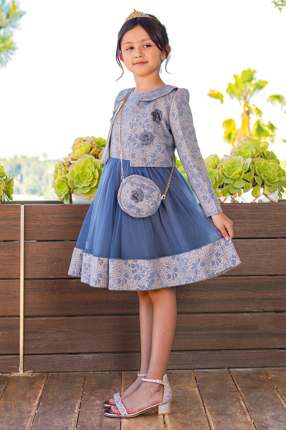 Flower Girl Dresses Short A Line Printed Flower Girl  Jacket Dress Royal