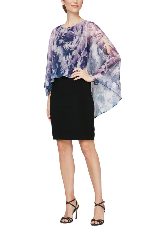 Cocktail Dresses Short Printed Cocktail Dress Purple Multi