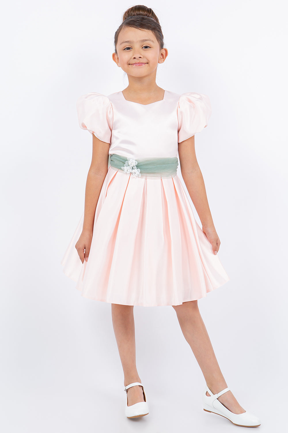 Flower Girl Dresses Short A Line Puff Sleeve Flower Girl Dress Blush