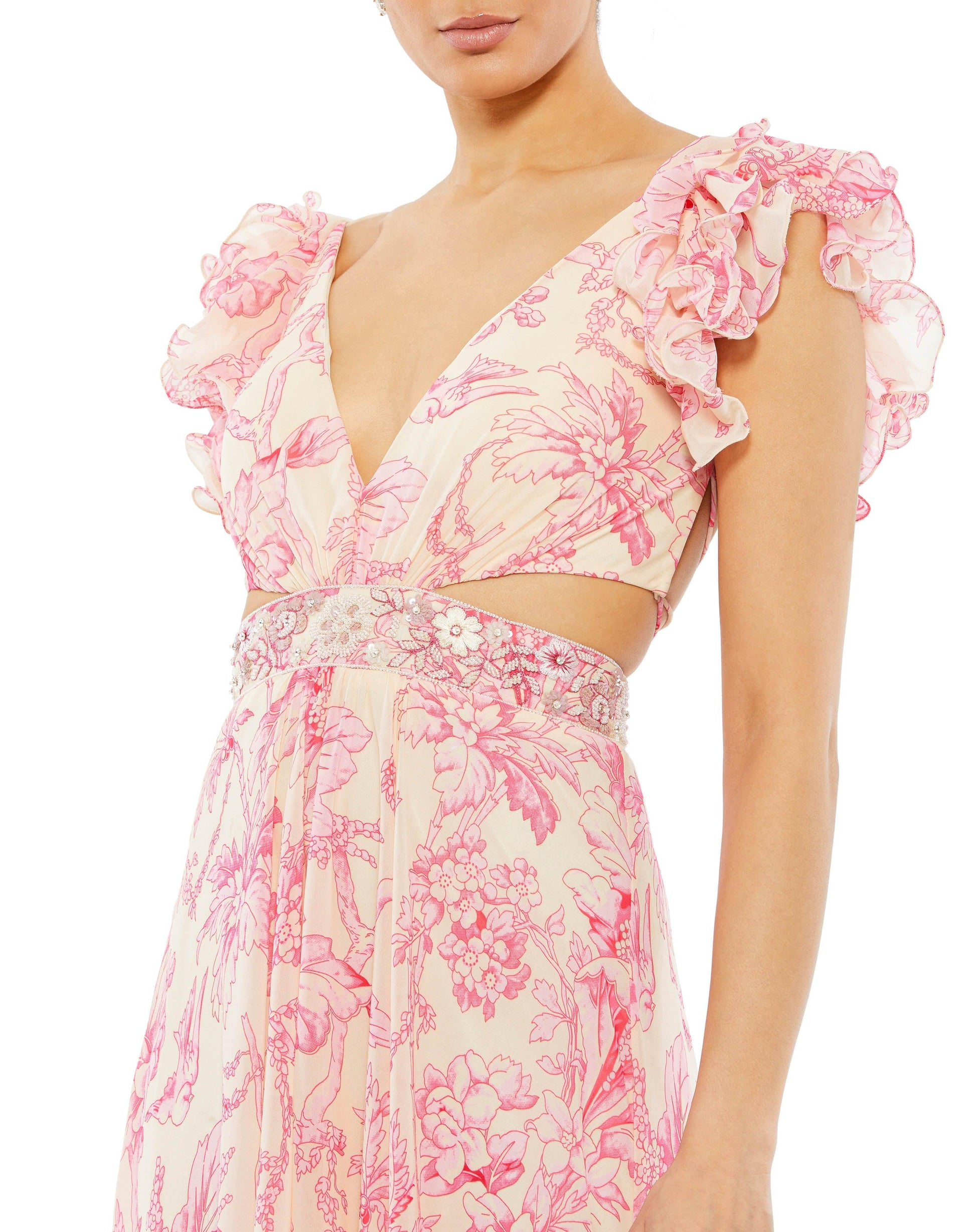 Formal Dresses Long Formal Chiffon Evening Gown Pink Multi