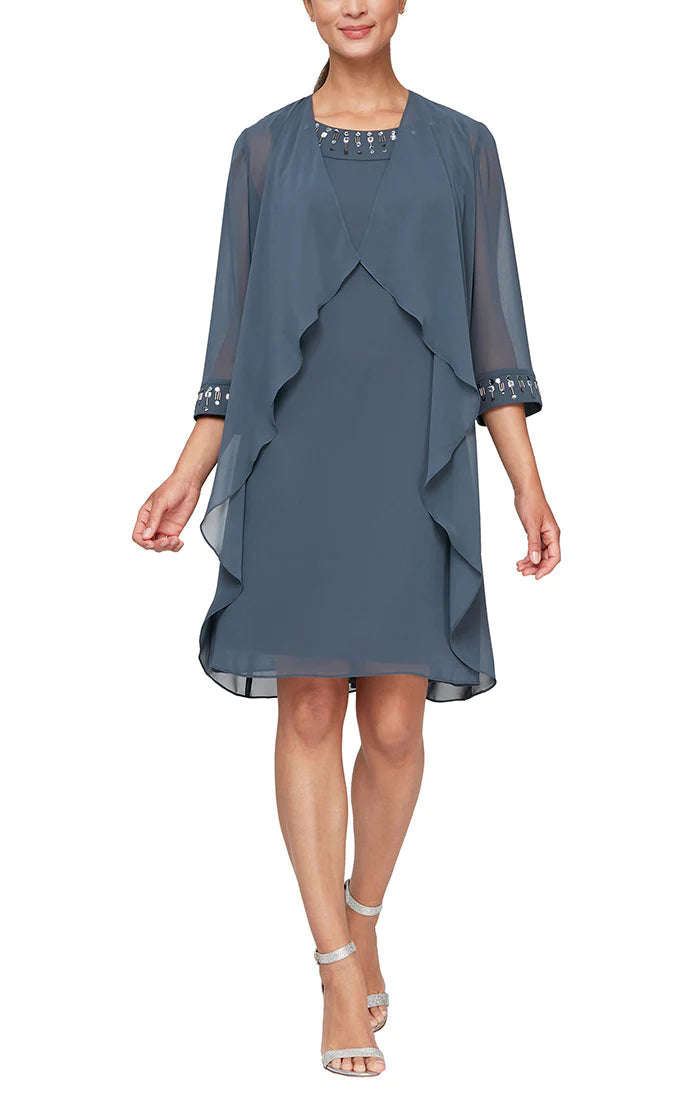 Cocktail Dresses Elongated Jacket Short Cocktail Dress Steel