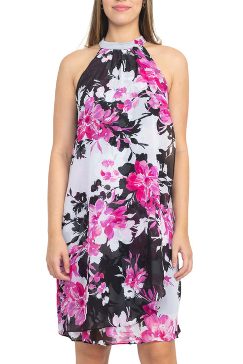 Cocktail Dresses Floral Print Short Cocktail Dress Black Multi