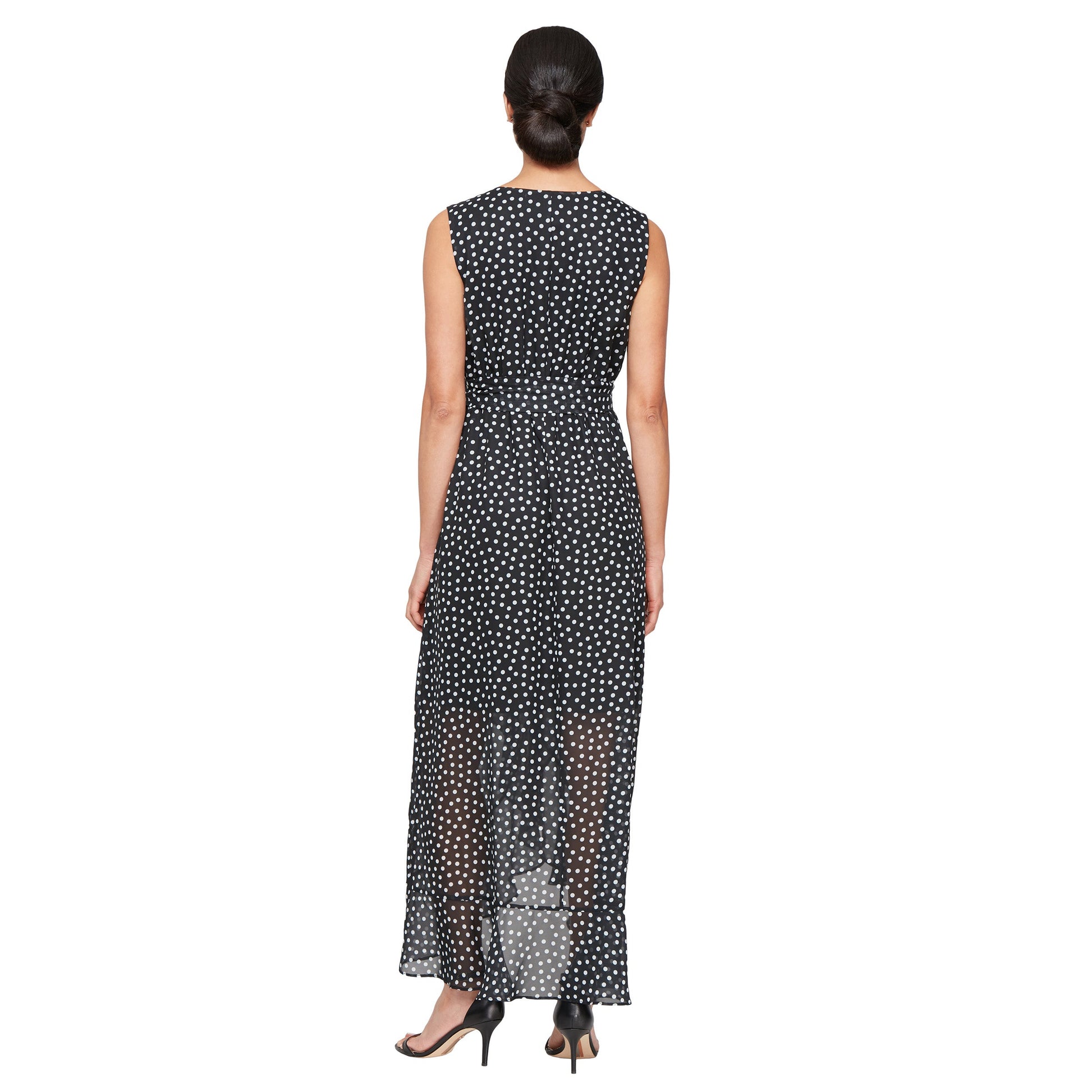 Formal Dresses  Long Formal Polka Dot Evening Dress Black White