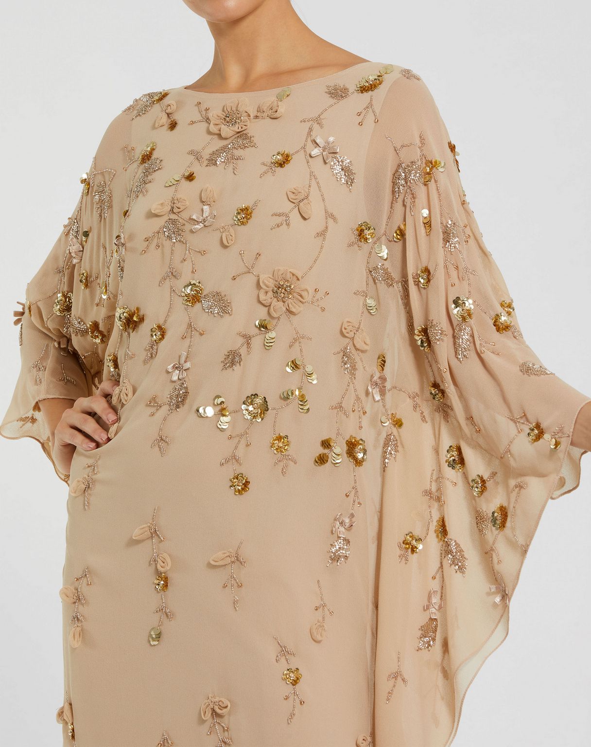 Mother of the Bride Dresses Long Floral  Mother of the Bride Formal Dress Nude Gold