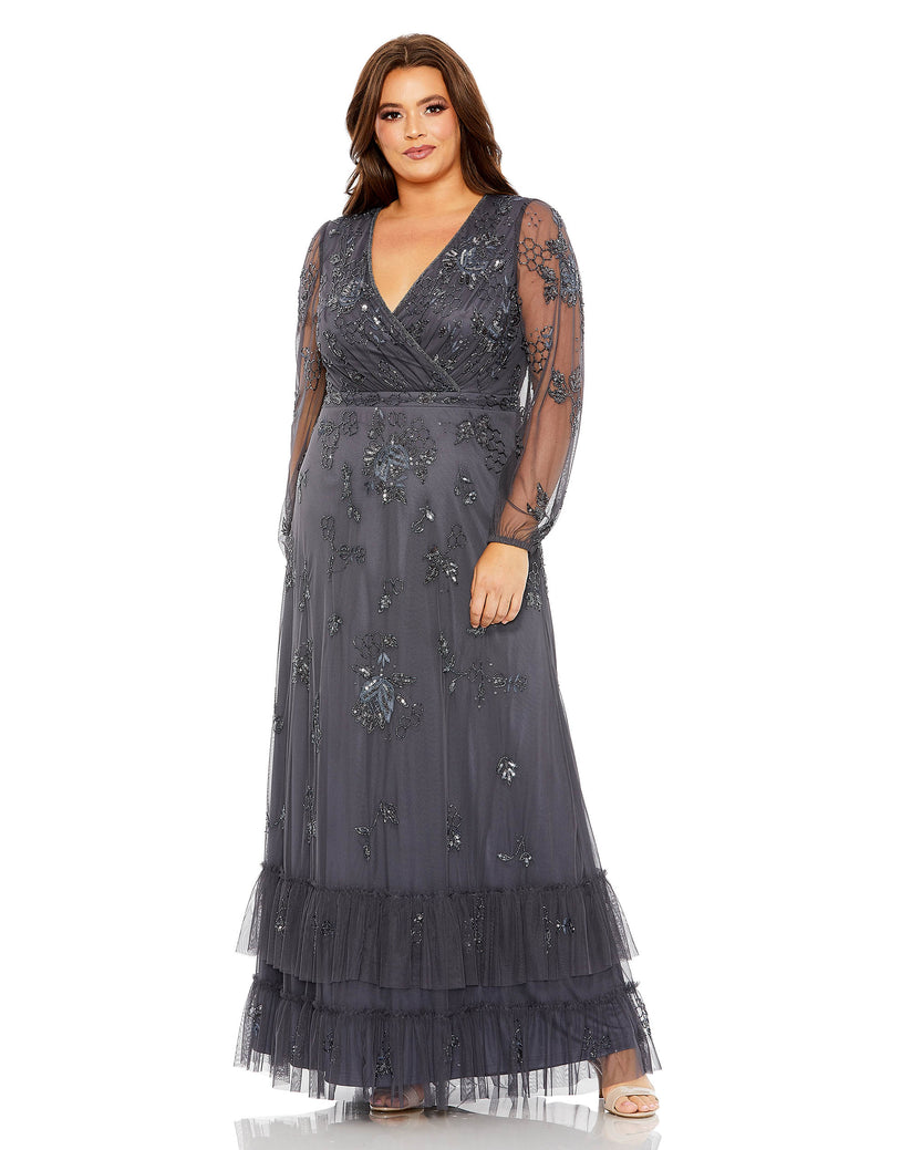 Plus Size Dresses Long Sleeve Formal Plus Size Dress Charcoal