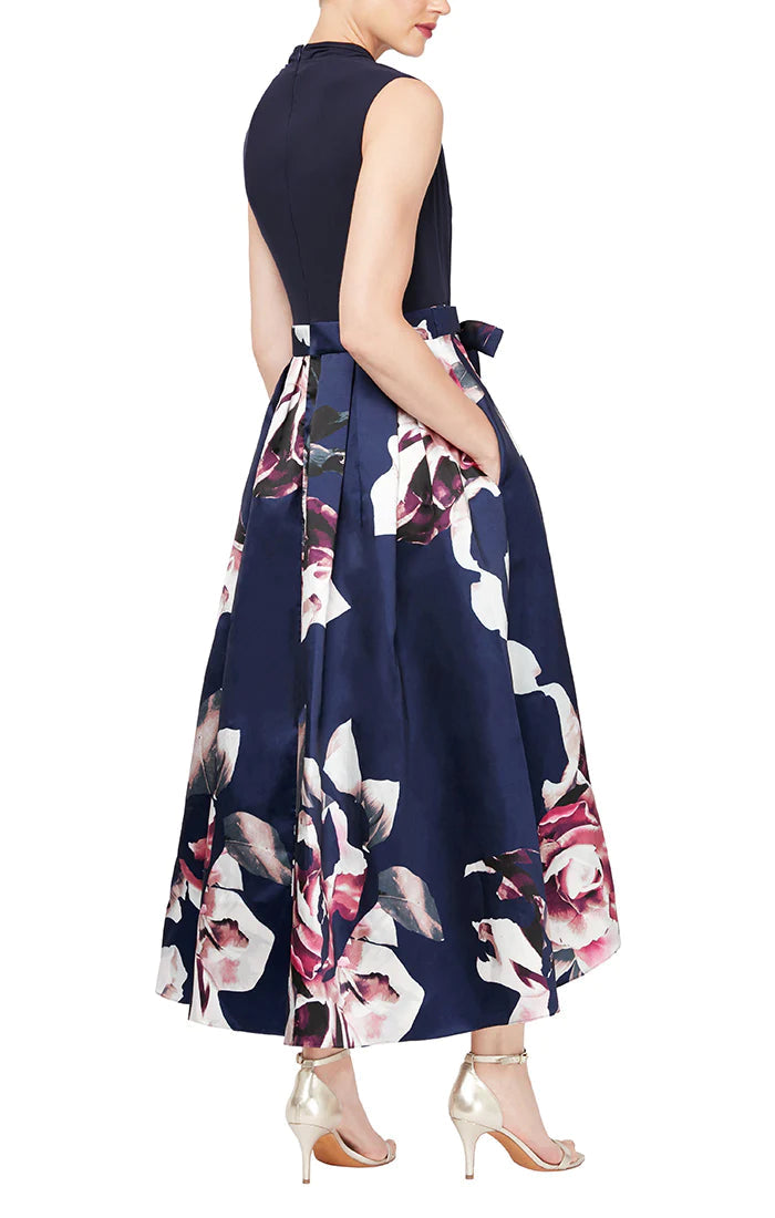 Cocktail Dresses Petite High Low Cocktail Dress Navy Multi