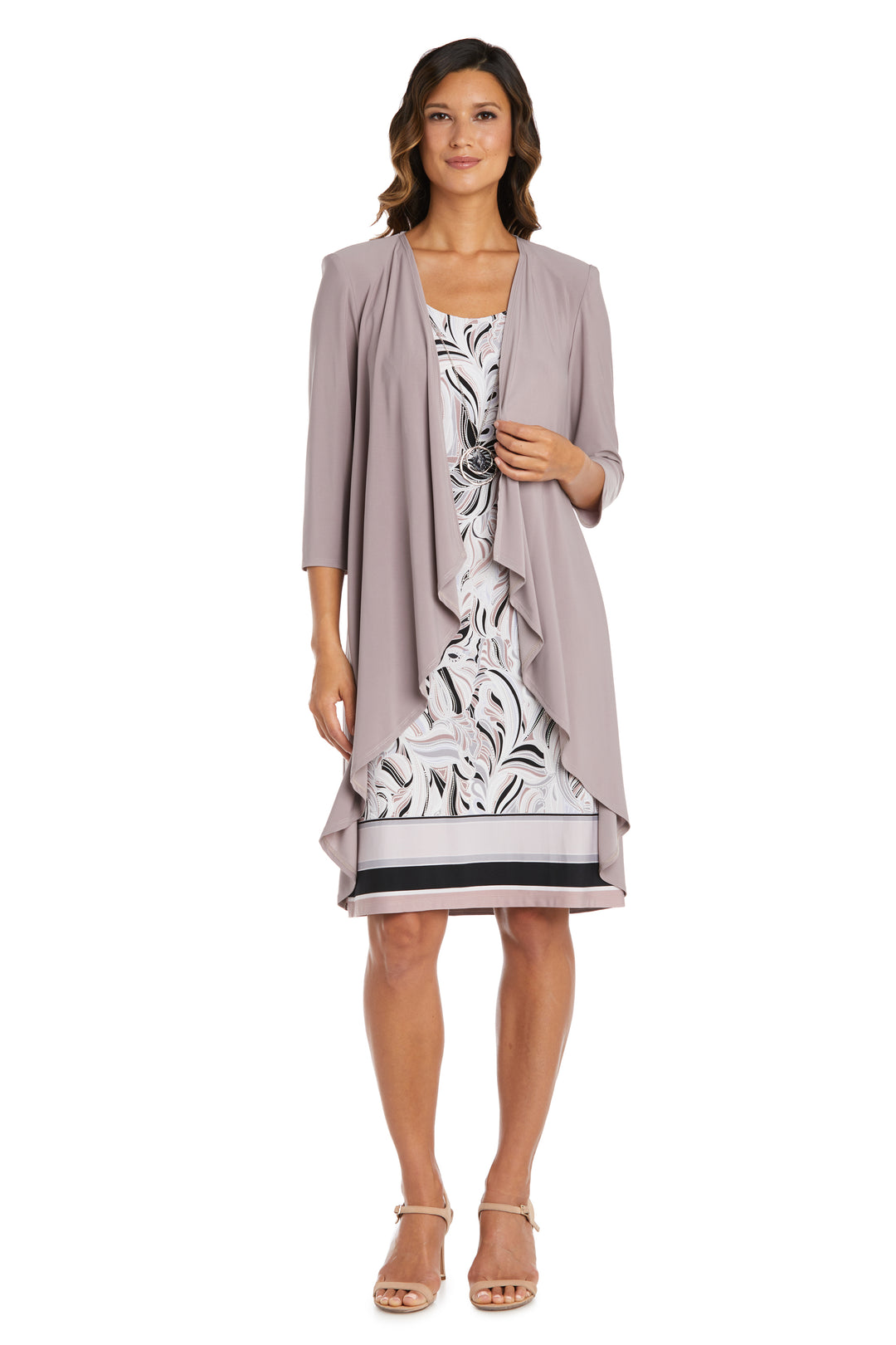 Mother of the Bride Dresses Short Two Piece Print Mother of the Bride Dress Mocha