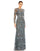 Formal Dresses Long Sleeve Beaded Floral Evening Formal Gown Charcoal