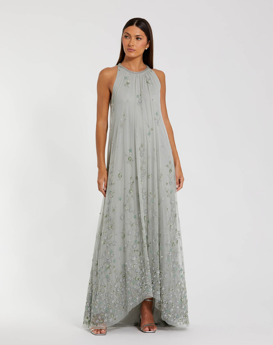 Mother of the Bride Dresses Beaded Long Formal Floral Evening Dress Sage