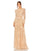 Formal Dresses Beaded Long Sleeve Fitted Formal Evening Gown Champagne