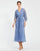 Prom Dresses Beaded Kimono Sleeve A Line Midi Length Dress Periwinkle