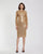 Cocktail Dresses Short Beaded Long Sleeve Fitted Midi Dress Antique Gold