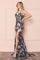 Prom Dresses Fitted Long Formal Sequin Print Prom Dress Black/Gold