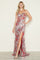 Prom Dresses Fitted Long Formal Sequin Print Prom Dress Red/Coral